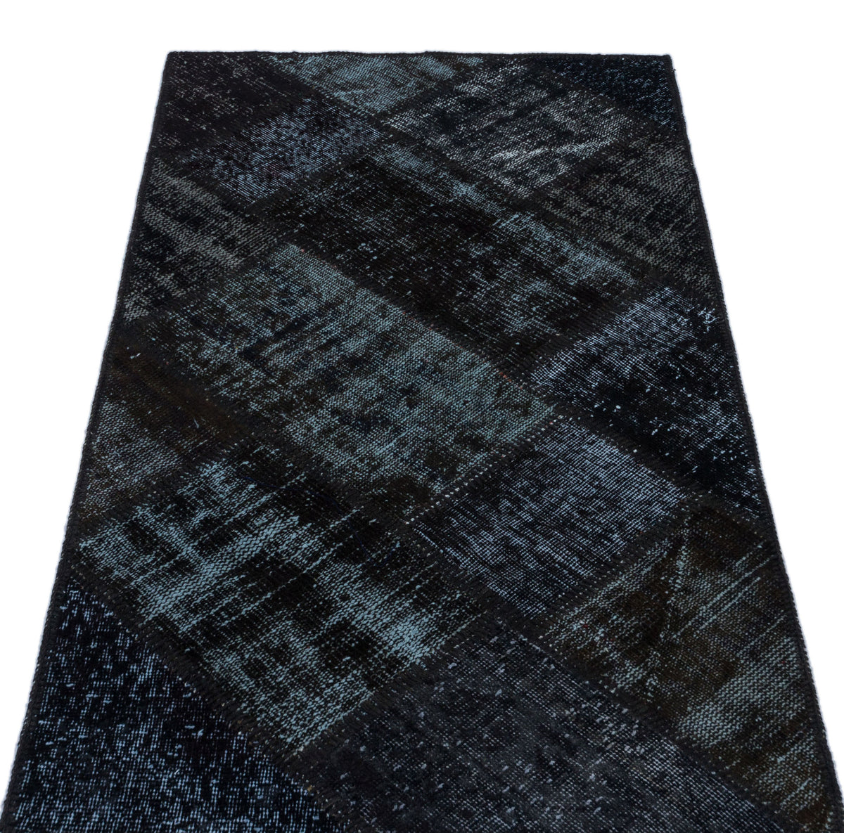 Black Over Dyed Patchwork Unique Rug 2&#39;7&#39;&#39; x 4&#39;11&#39;&#39; ft 80 x 150 cm