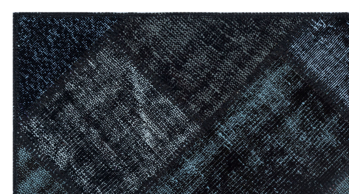 Black Over Dyed Patchwork Unique Rug 2&#39;7&#39;&#39; x 4&#39;11&#39;&#39; ft 80 x 150 cm