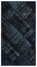 Black Over Dyed Patchwork Unique Rug 2'7'' x 4'11'' ft 80 x 150 cm