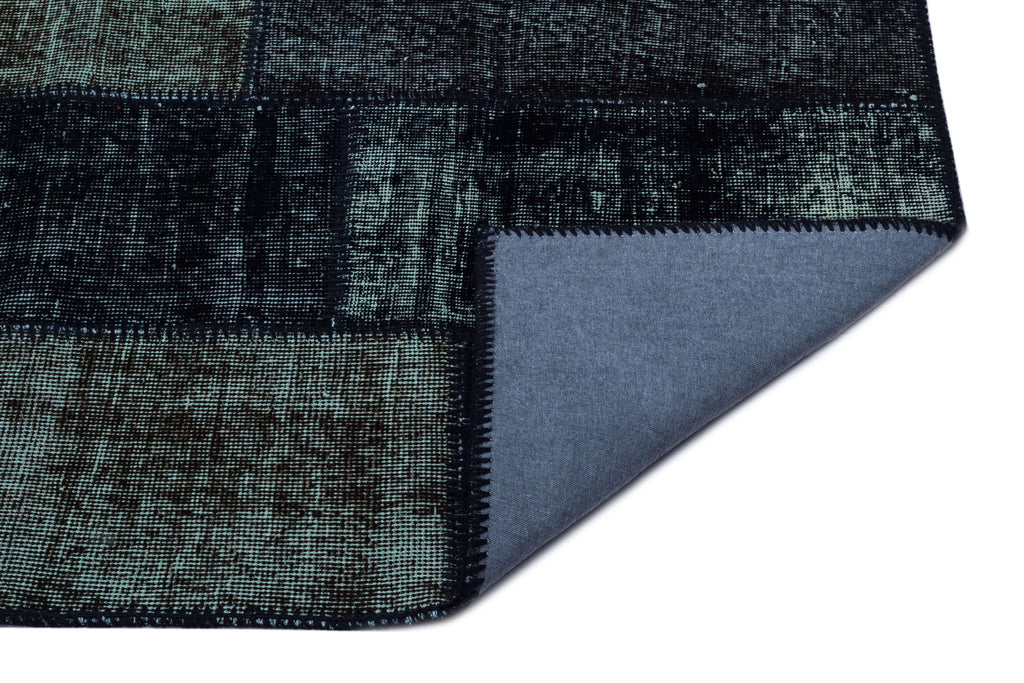 Black Over Dyed Patchwork Unique Rug 2'7'' x 4'11'' ft 80 x 150 cm