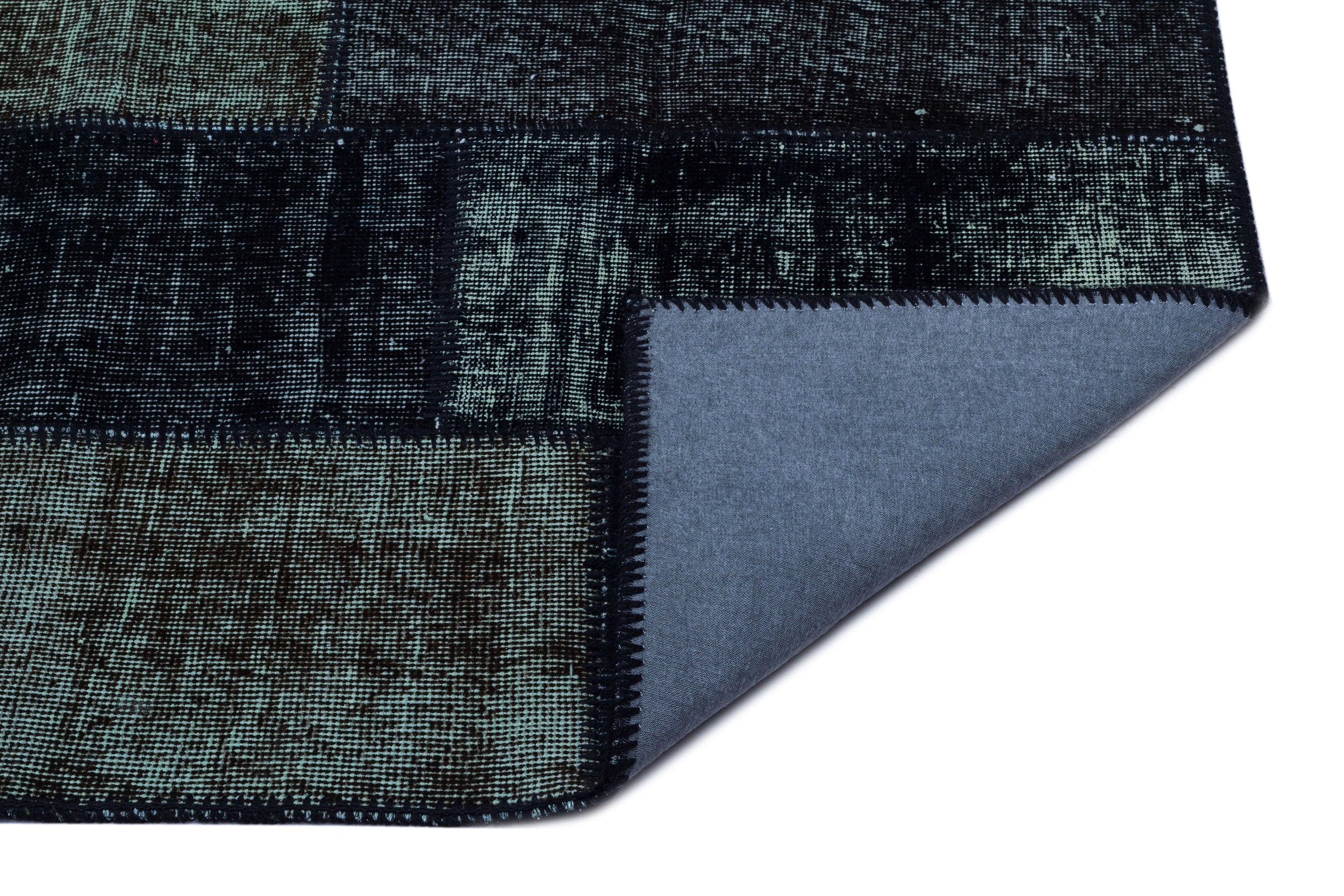 Black Over Dyed Patchwork Unique Rug 2'7'' x 4'11'' ft 80 x 150 cm