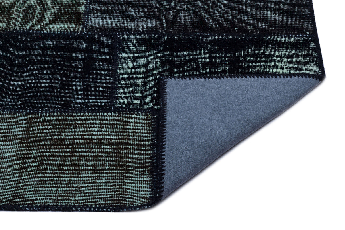 Black Over Dyed Patchwork Unique Rug 2&#39;7&#39;&#39; x 4&#39;11&#39;&#39; ft 80 x 150 cm