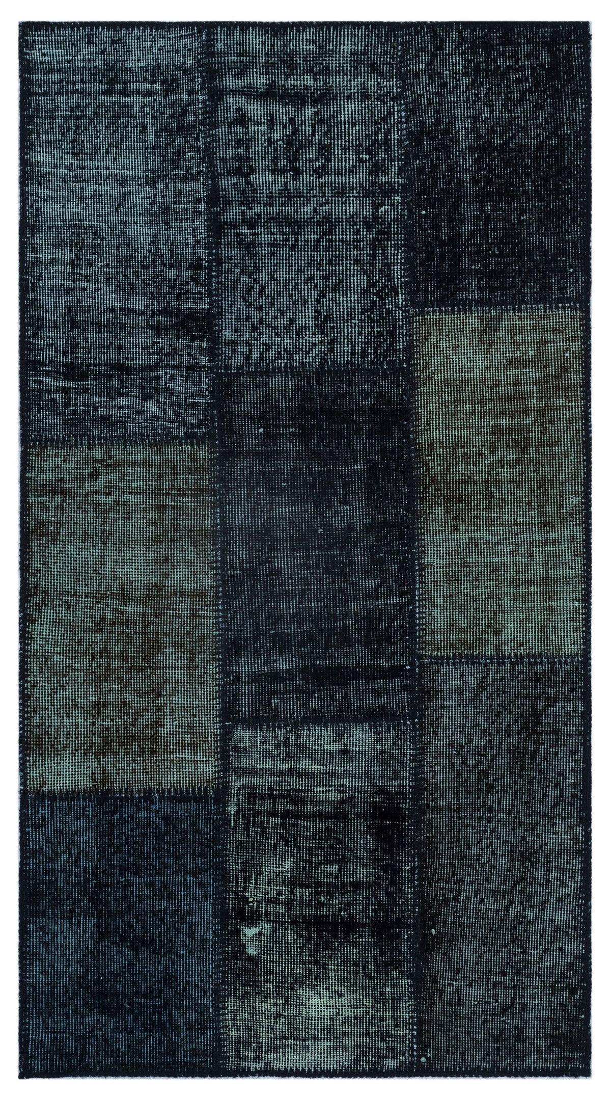 Black Over Dyed Patchwork Unique Rug 2&#39;7&#39;&#39; x 4&#39;11&#39;&#39; ft 80 x 150 cm