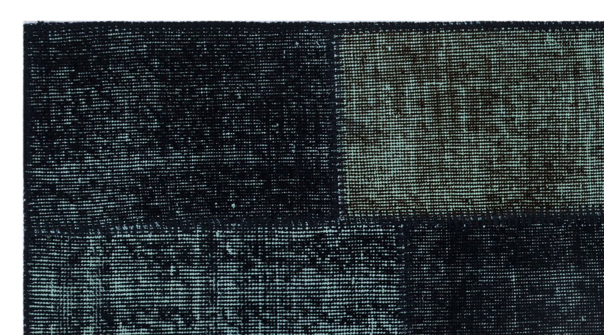 Black Over Dyed Patchwork Unique Rug 2&#39;7&#39;&#39; x 4&#39;11&#39;&#39; ft 80 x 150 cm