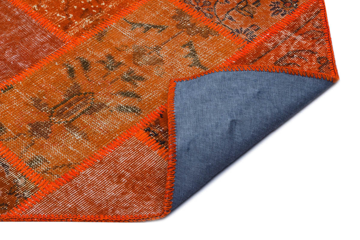 Orange Over Dyed Patchwork Unique Rug 2&#39;7&#39;&#39; x 4&#39;11&#39;&#39; ft 80 x 150 cm