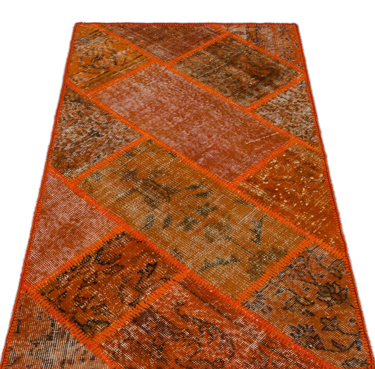 Orange Over Dyed Patchwork Unique Rug 2&#39;7&#39;&#39; x 4&#39;11&#39;&#39; ft 80 x 150 cm