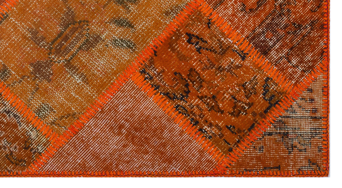 Orange Over Dyed Patchwork Unique Rug 2&#39;7&#39;&#39; x 4&#39;11&#39;&#39; ft 80 x 150 cm