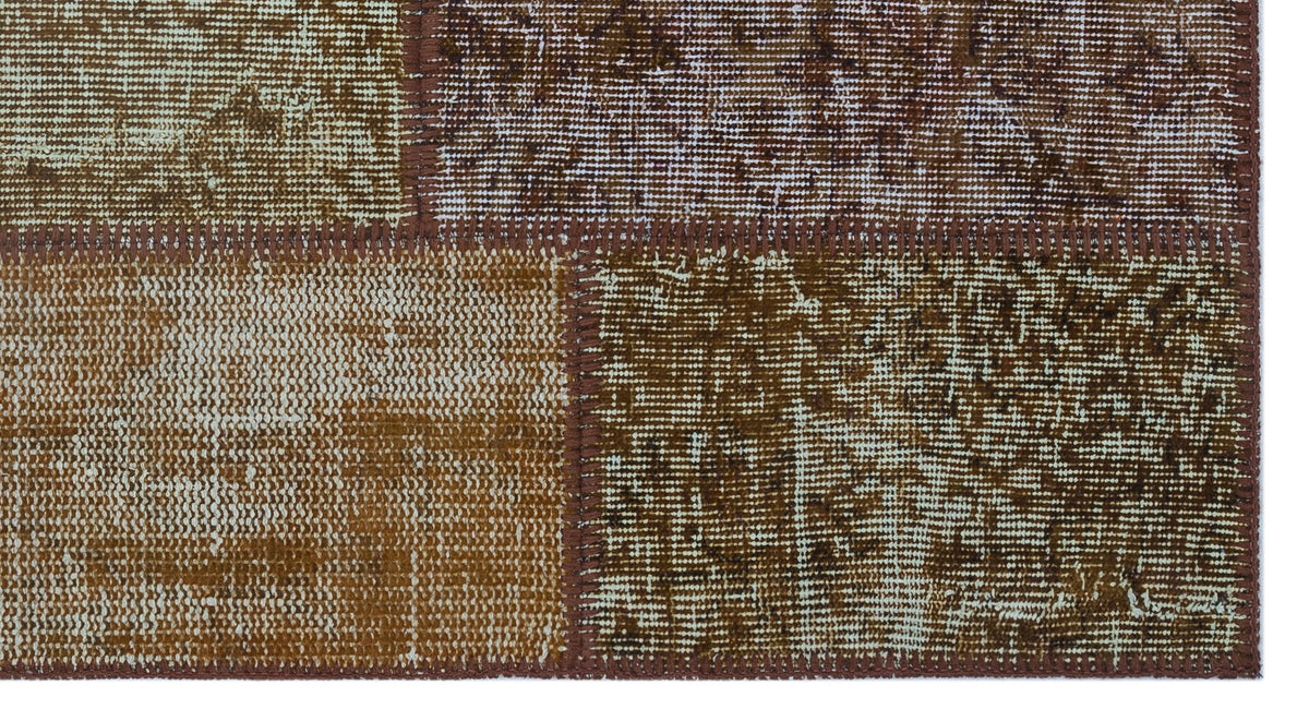 Brown Over Dyed Patchwork Unique Rug 2&#39;7&#39;&#39; x 4&#39;11&#39;&#39; ft 80 x 150 cm
