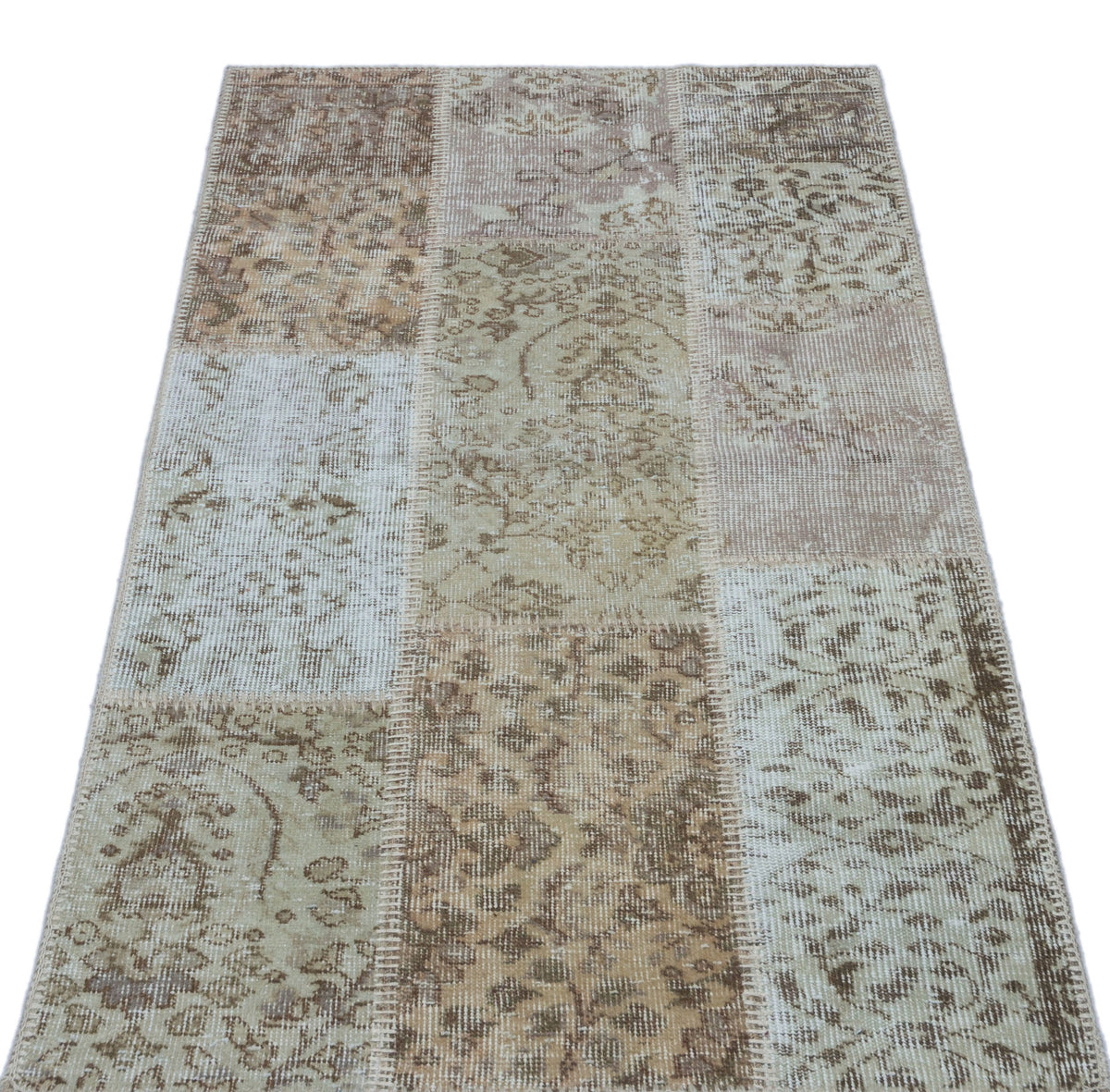 Beige Over Dyed Patchwork Unique Rug 2&#39;7&#39;&#39; x 4&#39;11&#39;&#39; ft 80 x 150 cm