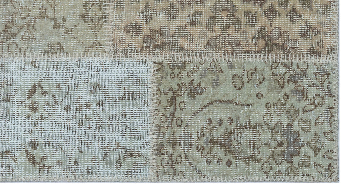 Beige Over Dyed Patchwork Unique Rug 2&#39;7&#39;&#39; x 4&#39;11&#39;&#39; ft 80 x 150 cm