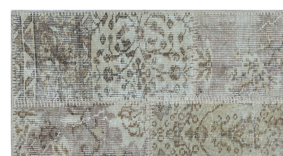 Beige Over Dyed Patchwork Unique Rug 2&#39;7&#39;&#39; x 4&#39;11&#39;&#39; ft 80 x 150 cm