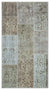 Beige Over Dyed Patchwork Unique Rug 2'7'' x 4'11'' ft 80 x 150 cm