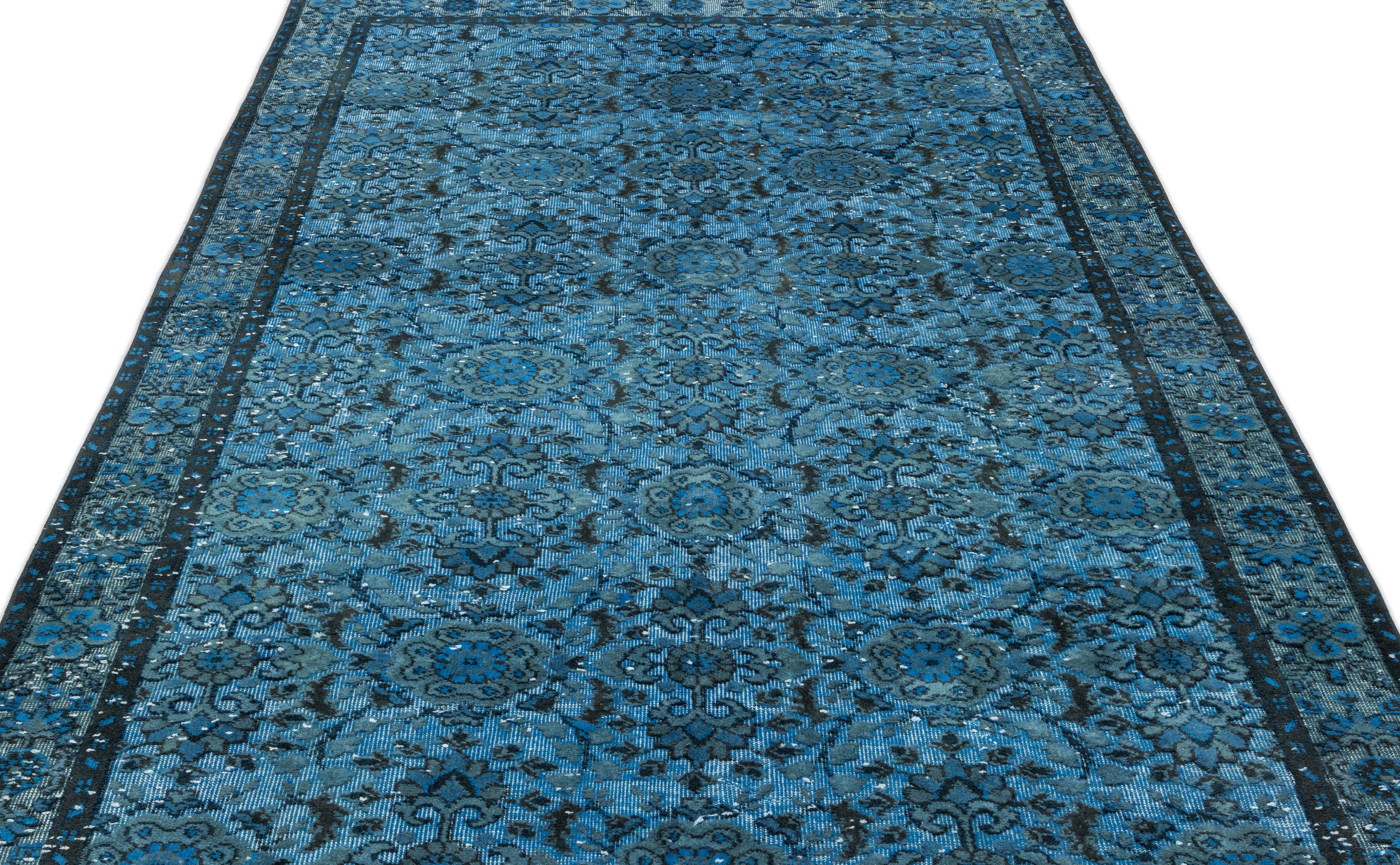 Turquoise  Over Dyed Carved Rug 5'6'' x 9'7'' ft 168 x 292 cm