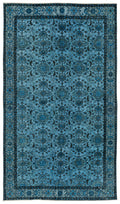 Turquoise  Over Dyed Carved Rug 5'6'' x 9'7'' ft 168 x 292 cm