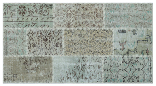 Beige Over Dyed Patchwork Unique Rug 2'7'' x 4'11'' ft 80 x 150 cm
