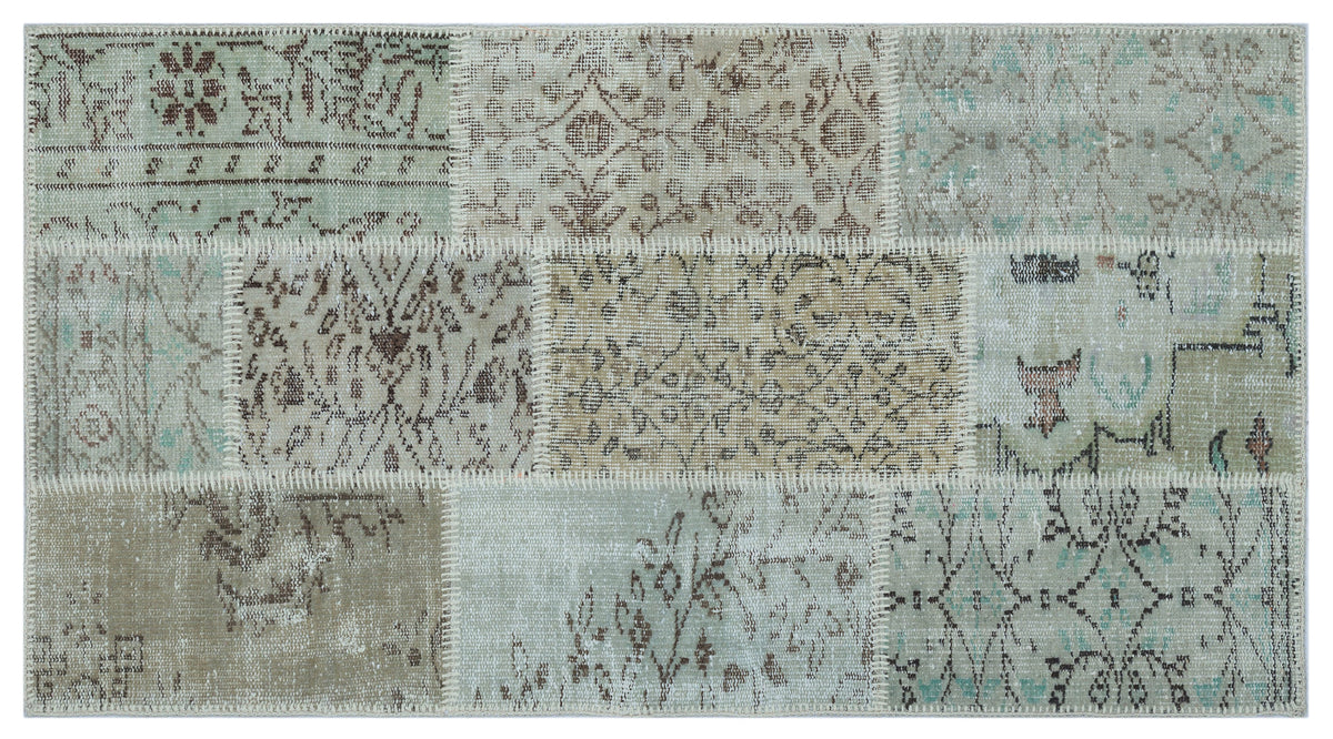 Beige Over Dyed Patchwork Unique Rug 2&#39;7&#39;&#39; x 4&#39;11&#39;&#39; ft 80 x 150 cm