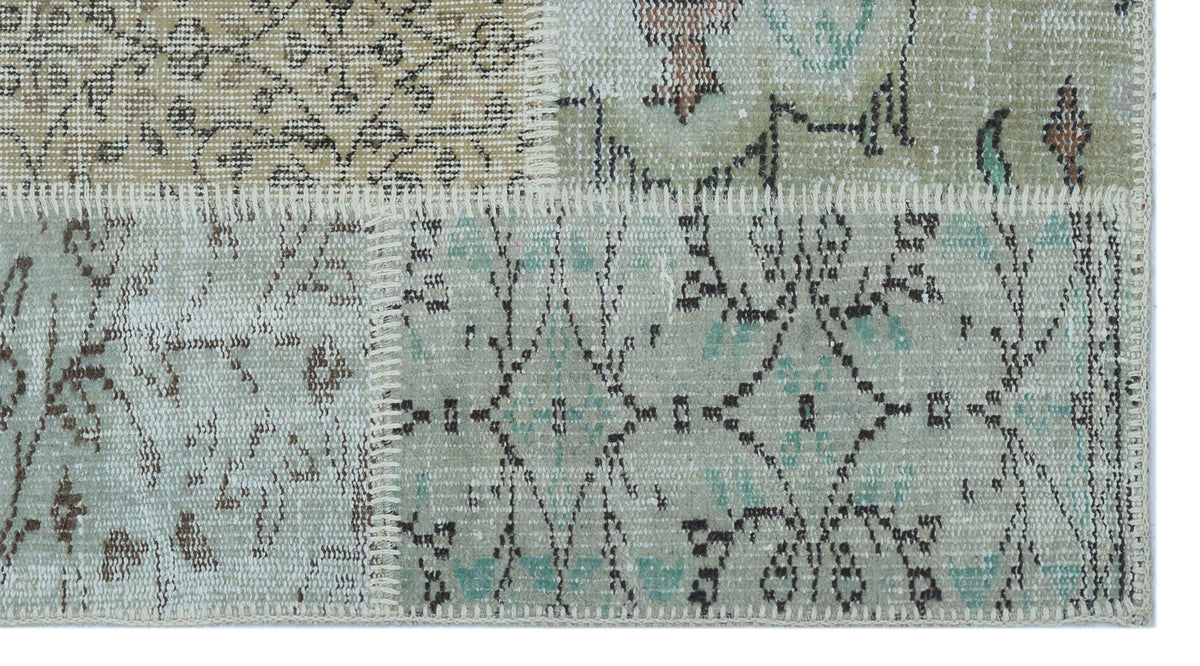 Beige Over Dyed Patchwork Unique Rug 2&#39;7&#39;&#39; x 4&#39;11&#39;&#39; ft 80 x 150 cm