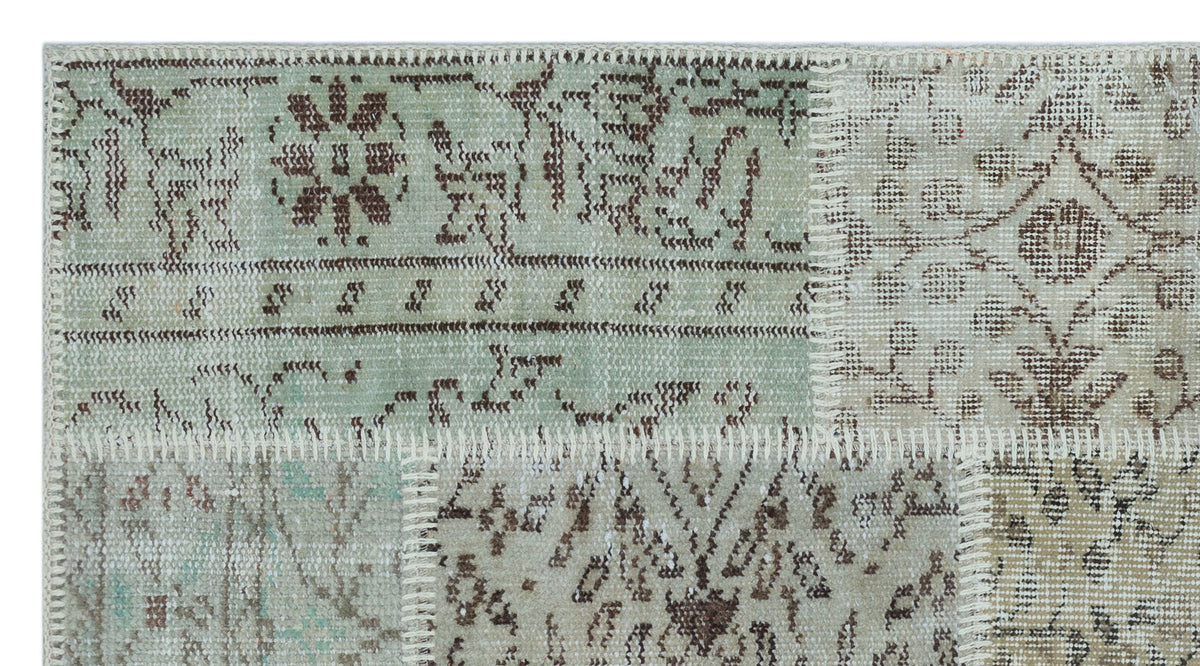 Beige Over Dyed Patchwork Unique Rug 2&#39;7&#39;&#39; x 4&#39;11&#39;&#39; ft 80 x 150 cm