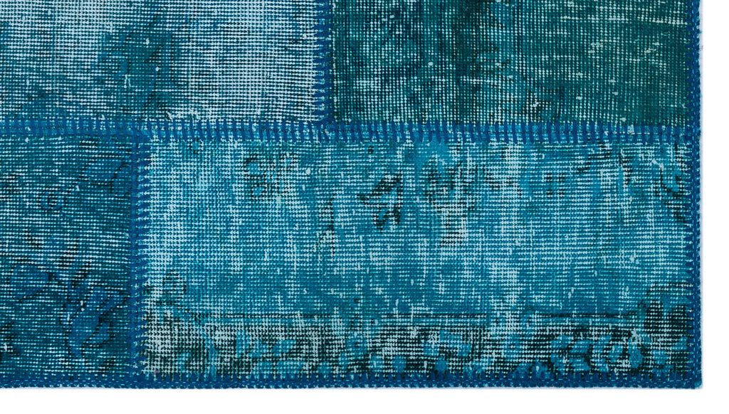 Turquoise  Over Dyed Patchwork Unique Rug 2'7'' x 4'11'' ft 80 x 150 cm
