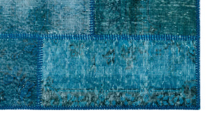 Turquoise  Over Dyed Patchwork Unique Rug 2'7'' x 4'11'' ft 80 x 150 cm