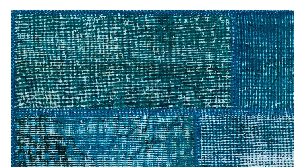 Turquoise  Over Dyed Patchwork Unique Rug 2'7'' x 4'11'' ft 80 x 150 cm