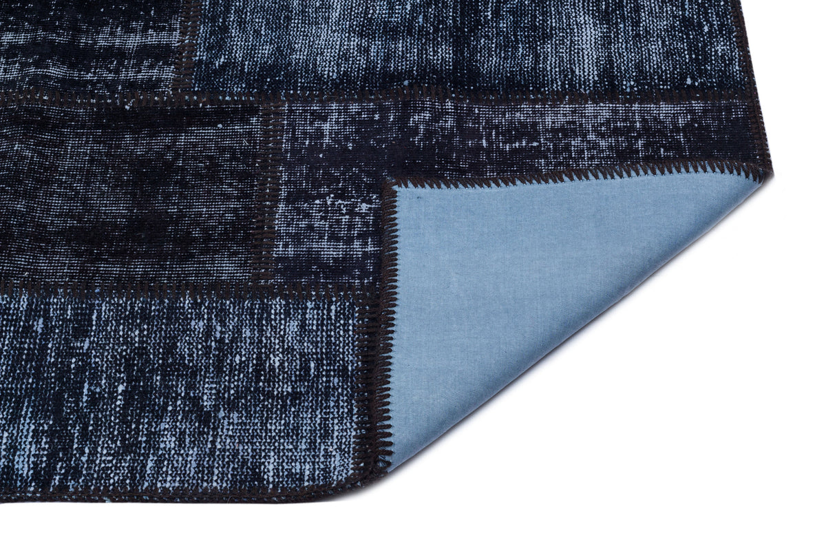 Black Over Dyed Patchwork Unique Rug 2&#39;7&#39;&#39; x 4&#39;11&#39;&#39; ft 80 x 150 cm