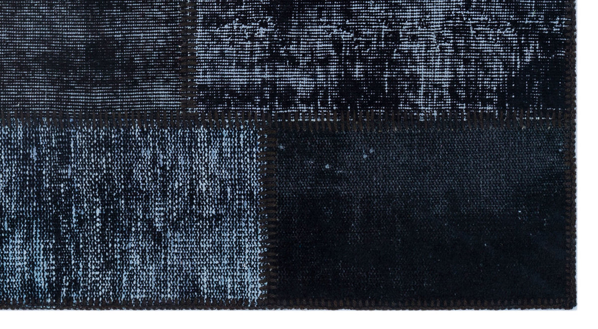 Black Over Dyed Patchwork Unique Rug 2&#39;7&#39;&#39; x 4&#39;11&#39;&#39; ft 80 x 150 cm