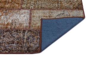 Brown Over Dyed Patchwork Unique Rug 2'7'' x 4'11'' ft 80 x 150 cm