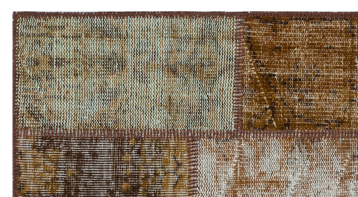 Brown Over Dyed Patchwork Unique Rug 2&#39;7&#39;&#39; x 4&#39;11&#39;&#39; ft 80 x 150 cm