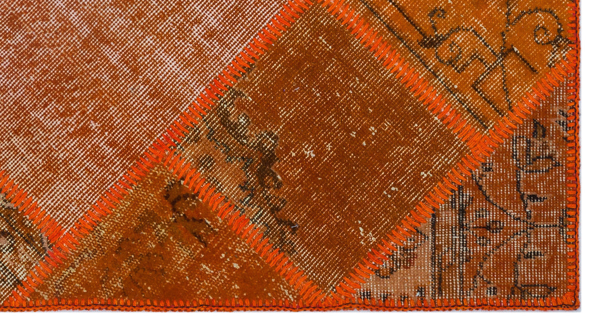 Orange Over Dyed Patchwork Unique Rug 2&#39;7&#39;&#39; x 4&#39;11&#39;&#39; ft 80 x 150 cm