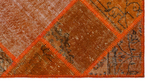 Orange Over Dyed Patchwork Unique Rug 2'7'' x 4'11'' ft 80 x 150 cm