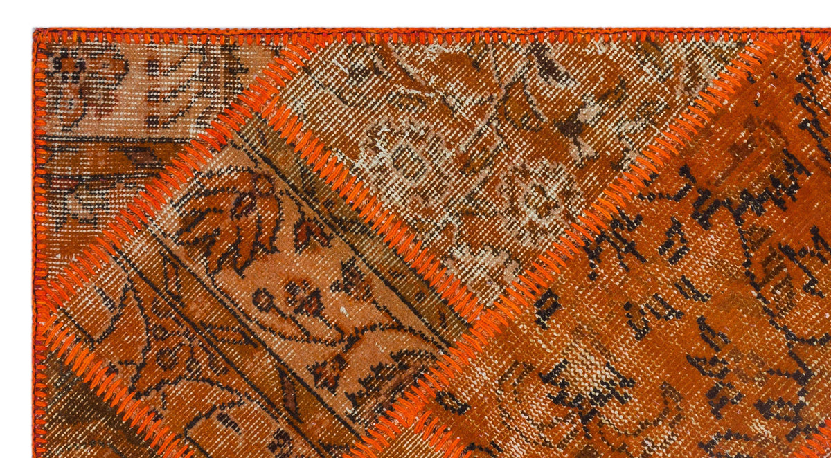 Orange Over Dyed Patchwork Unique Rug 2&#39;7&#39;&#39; x 4&#39;11&#39;&#39; ft 80 x 150 cm