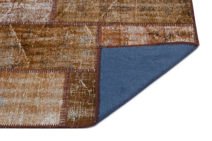Brown Over Dyed Patchwork Unique Rug 2'7'' x 4'11'' ft 80 x 150 cm