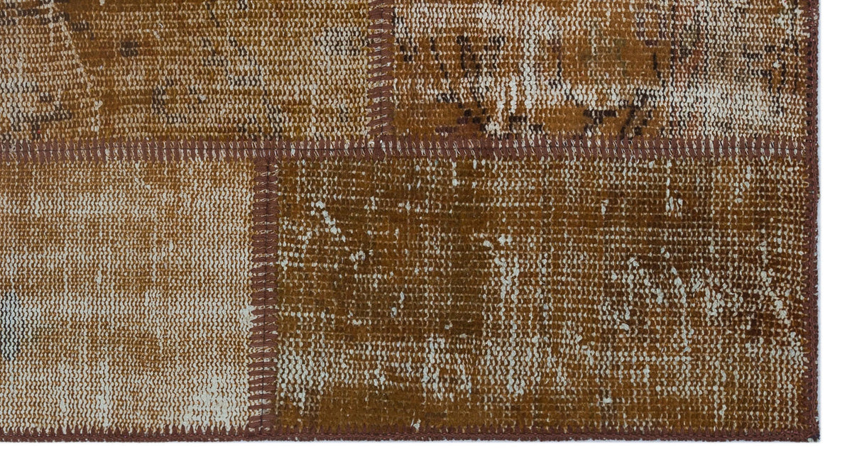 Brown Over Dyed Patchwork Unique Rug 2&#39;7&#39;&#39; x 4&#39;11&#39;&#39; ft 80 x 150 cm