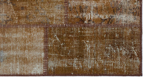 Brown Over Dyed Patchwork Unique Rug 2'7'' x 4'11'' ft 80 x 150 cm