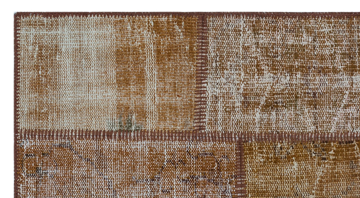 Brown Over Dyed Patchwork Unique Rug 2&#39;7&#39;&#39; x 4&#39;11&#39;&#39; ft 80 x 150 cm