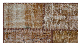 Brown Over Dyed Patchwork Unique Rug 2'7'' x 4'11'' ft 80 x 150 cm