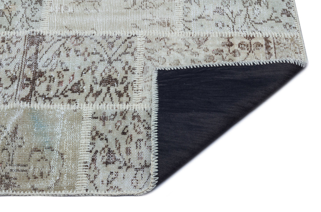 Beige Over Dyed Patchwork Unique Rug 2'7'' x 4'11'' ft 80 x 150 cm