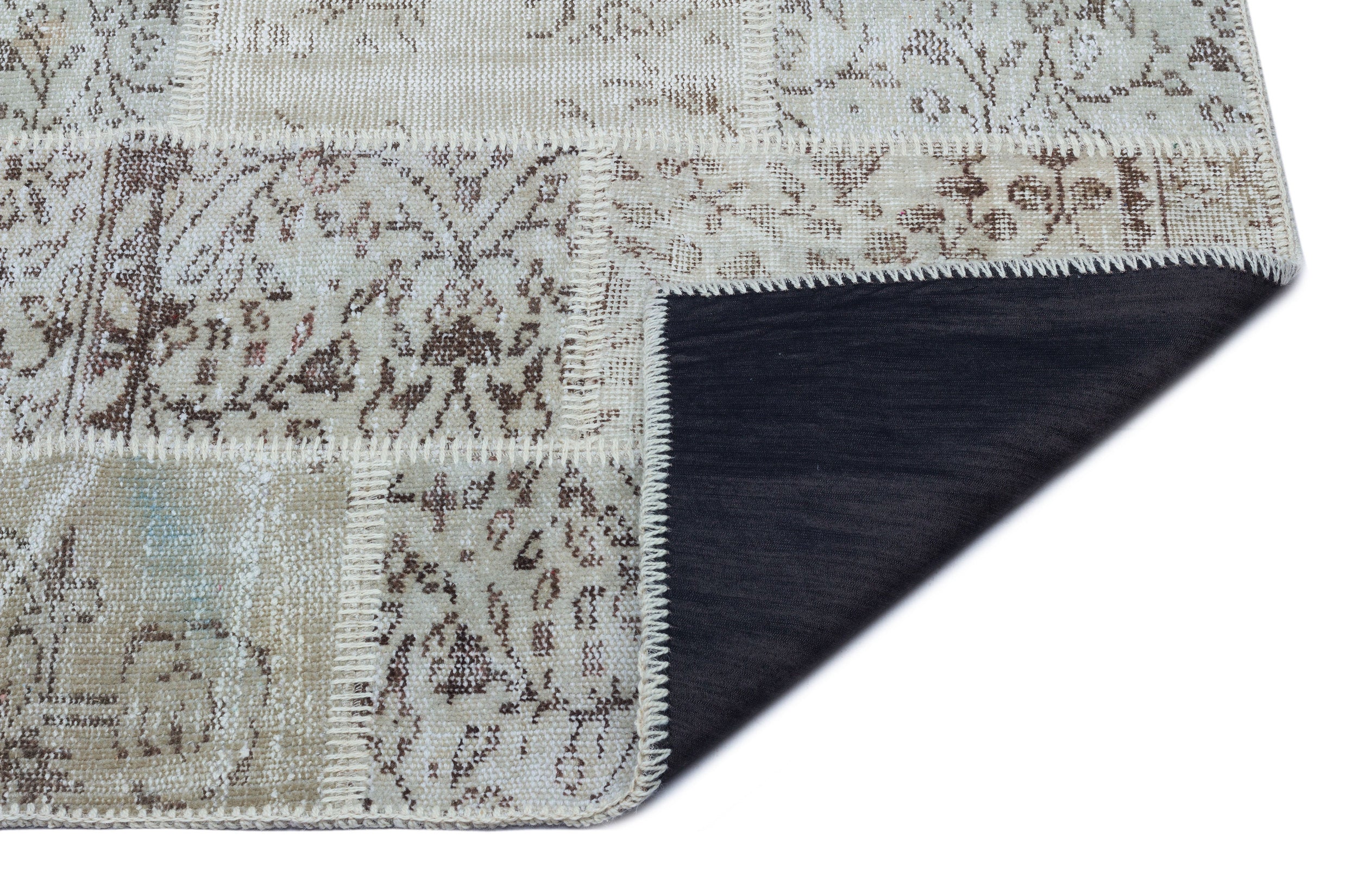 Beige Over Dyed Patchwork Unique Rug 2'7'' x 4'11'' ft 80 x 150 cm