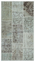 Beige Over Dyed Patchwork Unique Rug 2'7'' x 4'11'' ft 80 x 150 cm