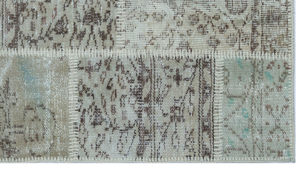 Beige Over Dyed Patchwork Unique Rug 2'7'' x 4'11'' ft 80 x 150 cm
