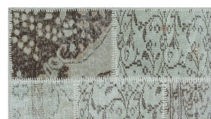 Beige Over Dyed Patchwork Unique Rug 2'7'' x 4'11'' ft 80 x 150 cm