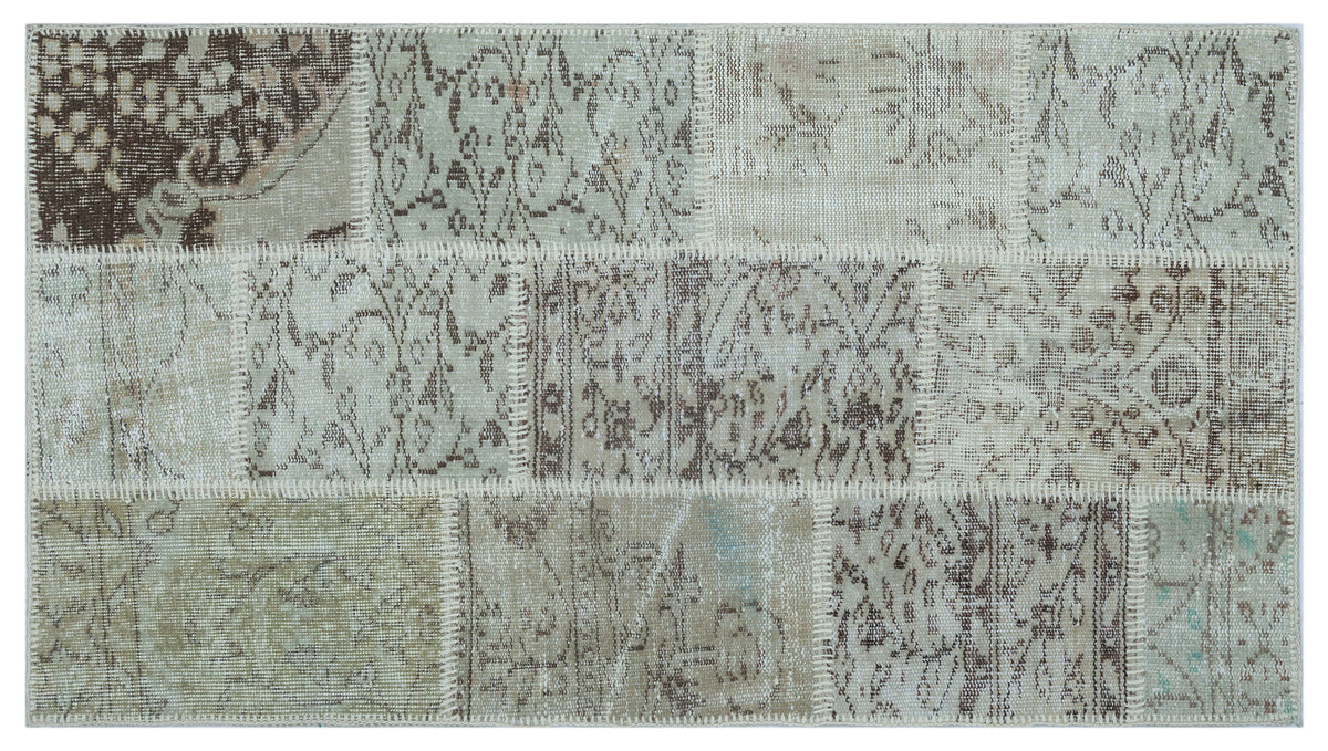Beige Over Dyed Patchwork Unique Rug 2&#39;7&#39;&#39; x 4&#39;11&#39;&#39; ft 80 x 150 cm