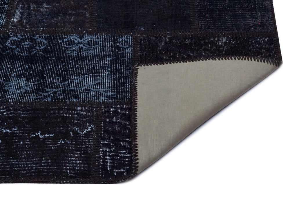 Black Over Dyed Patchwork Unique Rug 2'7'' x 4'11'' ft 80 x 150 cm