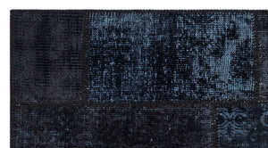 Black Over Dyed Patchwork Unique Rug 2'7'' x 4'11'' ft 80 x 150 cm