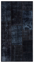 Black Over Dyed Patchwork Unique Rug 2'7'' x 4'11'' ft 80 x 150 cm