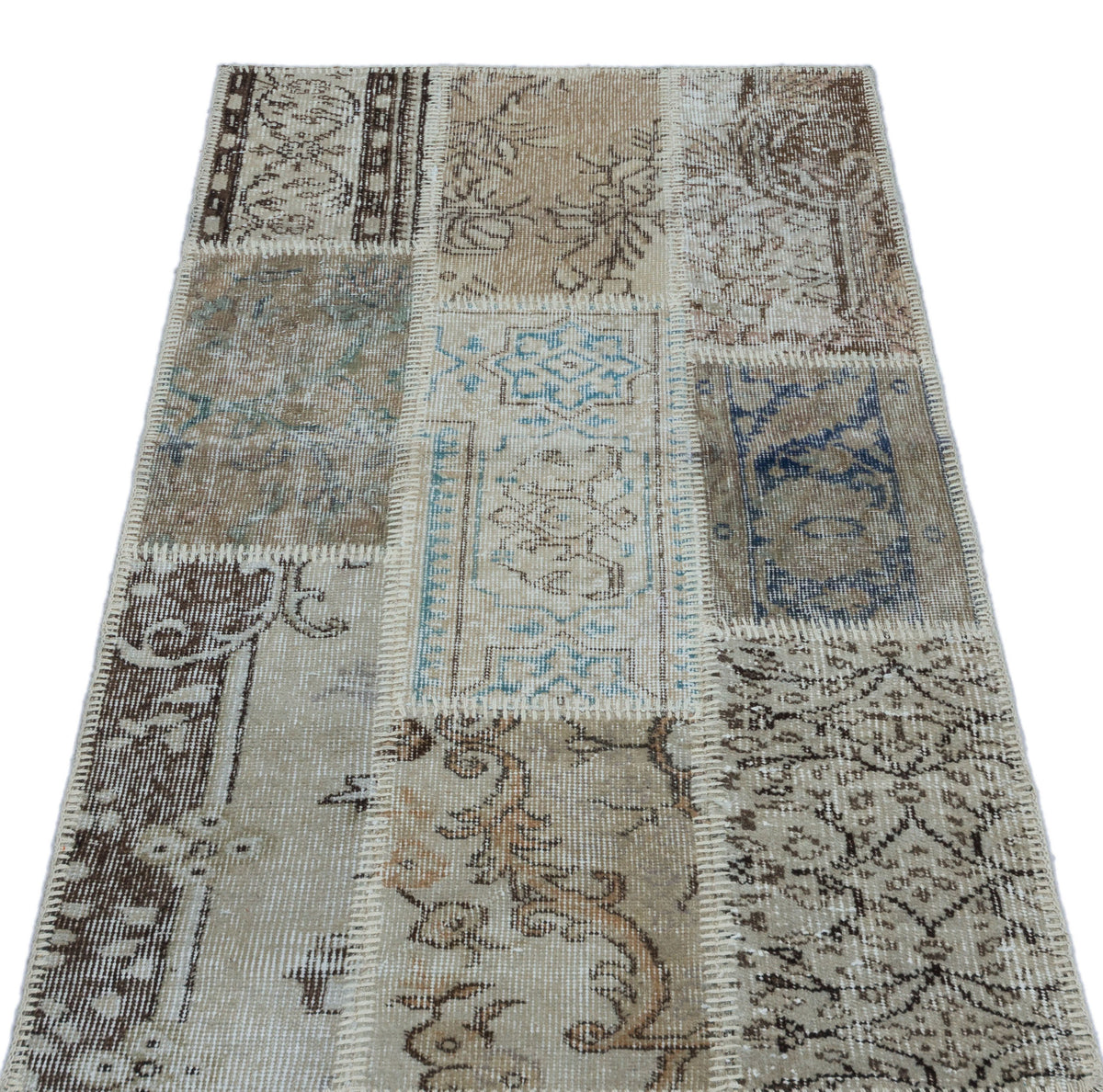 Beige Over Dyed Patchwork Unique Rug 2&#39;7&#39;&#39; x 4&#39;11&#39;&#39; ft 80 x 150 cm