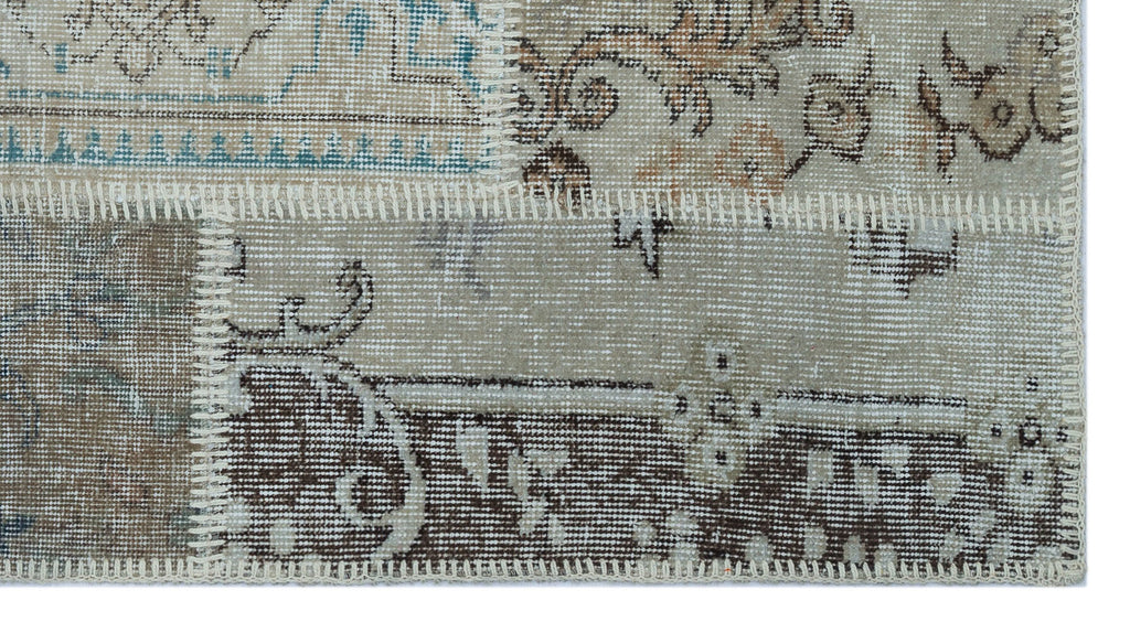 Beige Over Dyed Patchwork Unique Rug 2'7'' x 4'11'' ft 80 x 150 cm