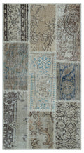 Beige Over Dyed Patchwork Unique Rug 2'7'' x 4'11'' ft 80 x 150 cm