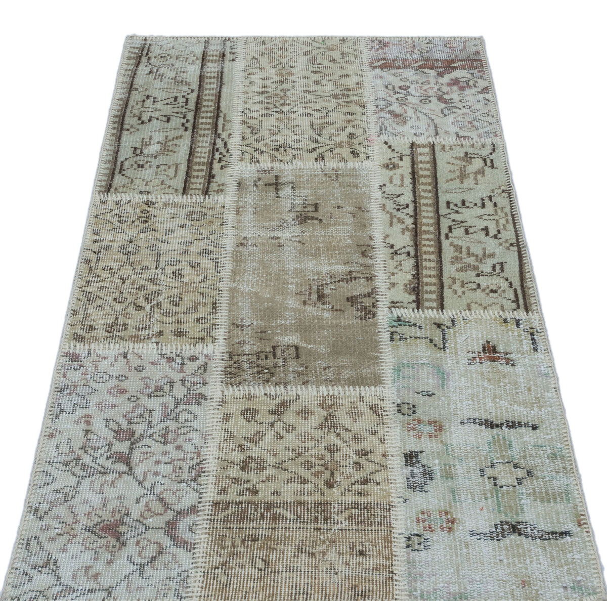 Beige Over Dyed Patchwork Unique Rug 2&#39;7&#39;&#39; x 4&#39;11&#39;&#39; ft 80 x 150 cm